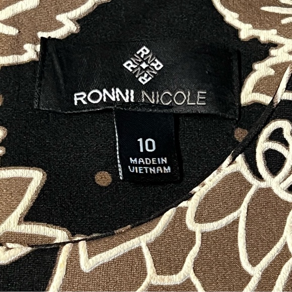 RONNI NICOLE Size 10 Sleeveless Sheath Dress Black / Brown Floral  EUC - Picture 6 of 8
